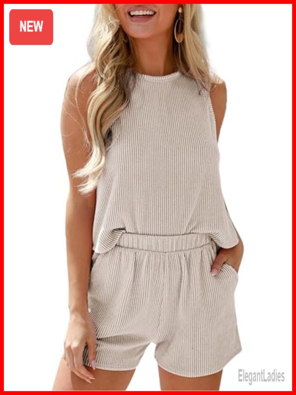 Women's 2 Piece Lounge Set Striped Crop Top and Shorts Matching Outfit